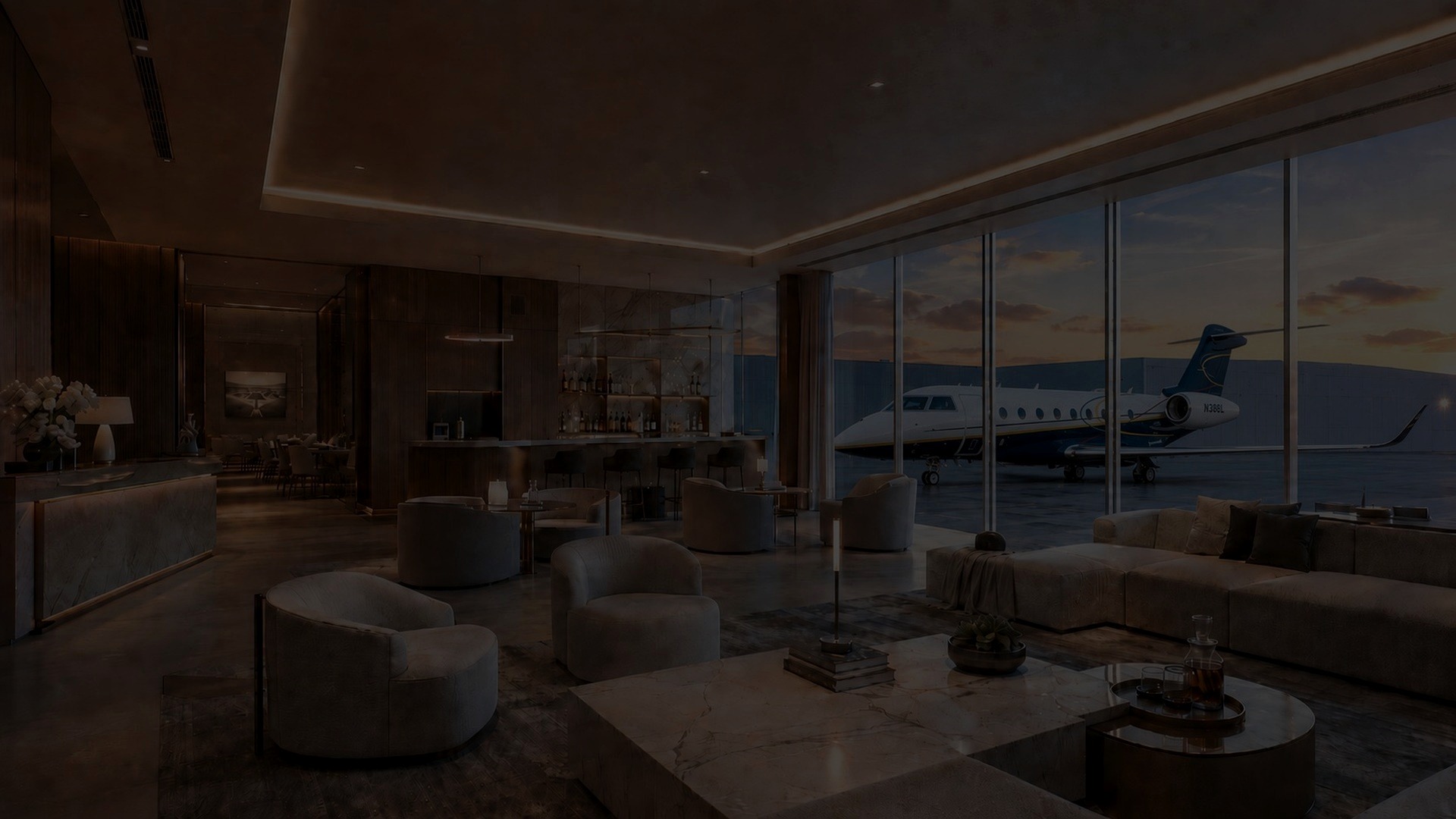 Luxury private aircraft cabin detail